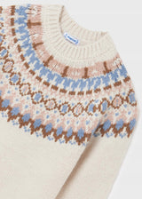 Girls Knitted Jacquard Sweater - BEIGE | Mayoral - Jenni Kidz