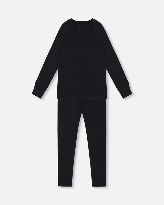 Merino Wool Base Layer Set Black | Deux par Deux | Jenni Kidz