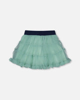 Mesh Skirt With Frills Turquoise | Deux par Deux | Jenni Kidz