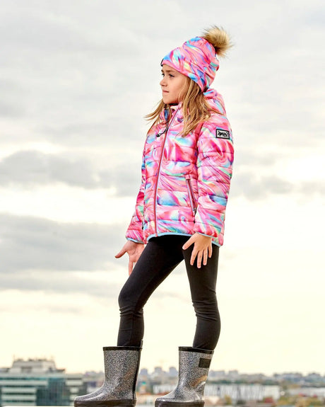 Mid-Season Jersey Detachable Pompom Hat Printed Marble | Deux par Deux | Jenni Kidz