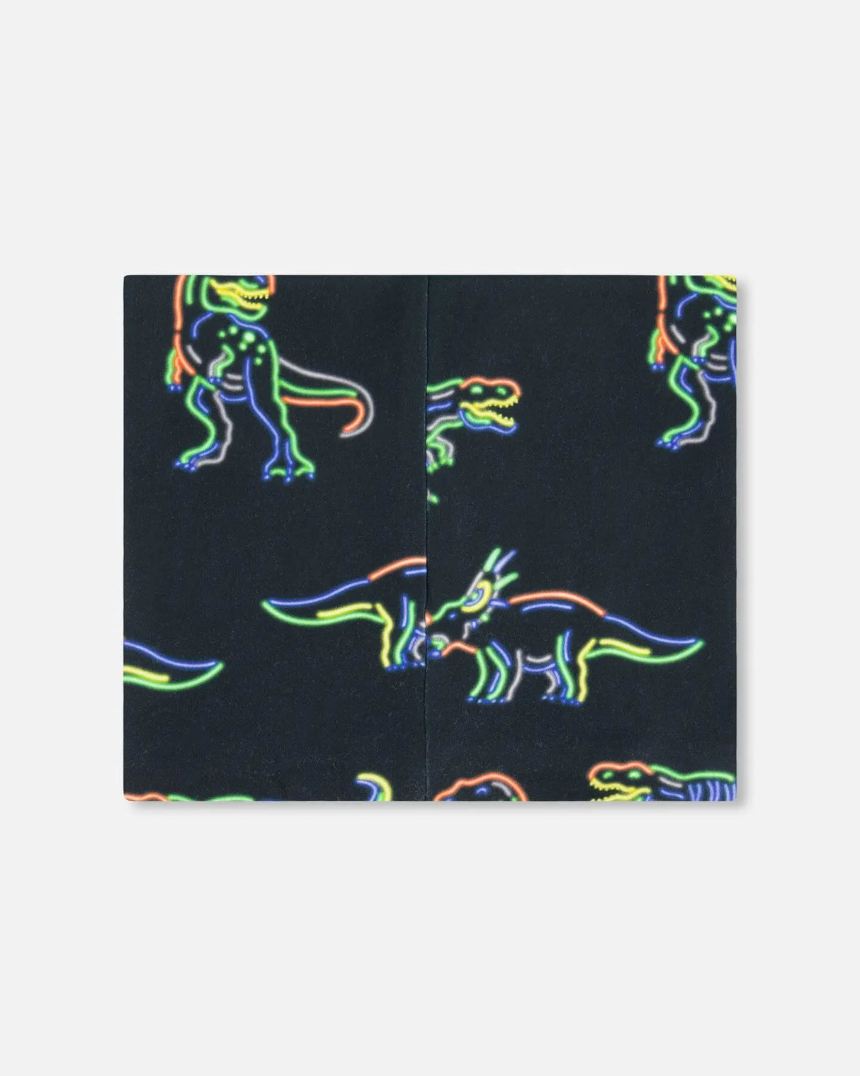 Mid-Season Jersey Neckwarmer Black Printed Neon Dino | Deux par Deux | Jenni Kidz