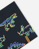 Mid-Season Jersey Neckwarmer Black Printed Neon Dino | Deux par Deux | Jenni Kidz