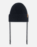 Mid-Season Knit Hat With Strings Black | Deux par Deux | Jenni Kidz