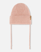 Mid-Season Knit Hat With Strings Dusty Pink | Deux par Deux | Jenni Kidz