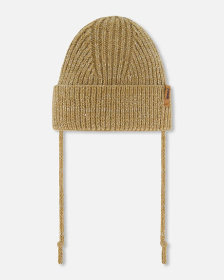 Mid-Season Knit Hat With Strings Taupe | Deux par Deux | Jenni Kidz