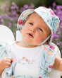 Muslin Cotton Hat Light Blue With Printed Romantic Flowers | Deux par Deux | Jenni Kidz