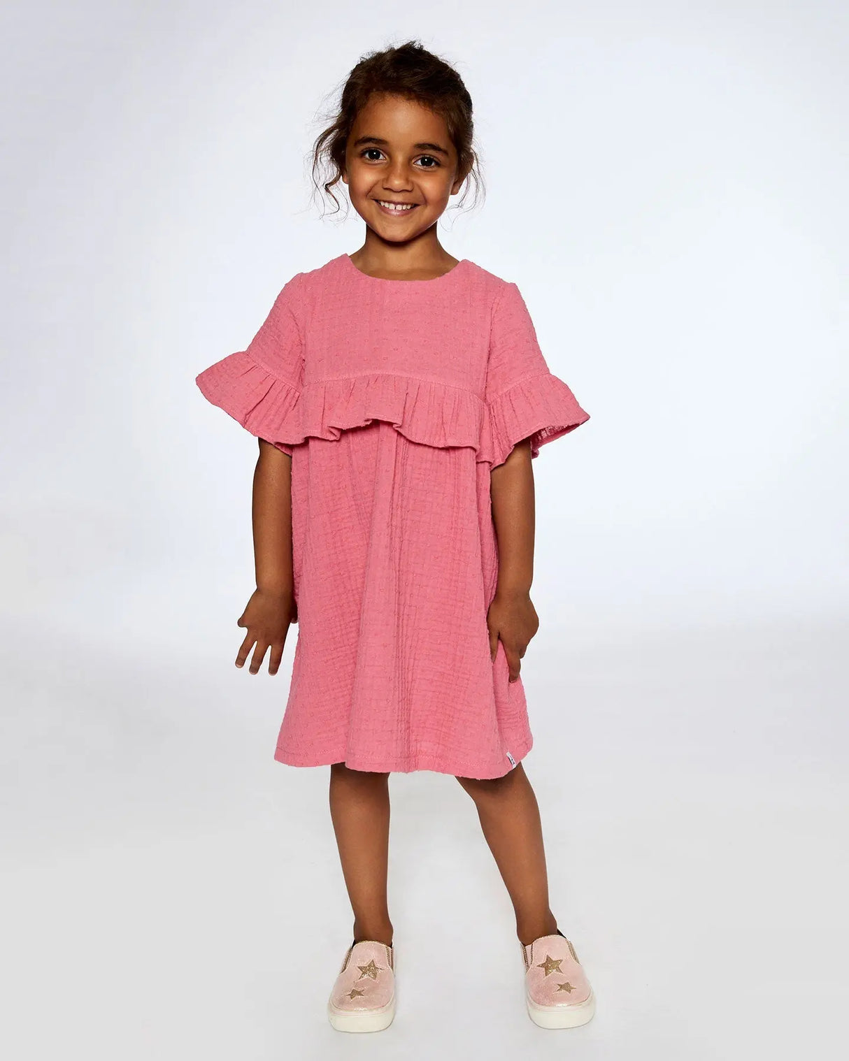 Muslin Dress With Frill Cherry | Deux par Deux | Jenni Kidz