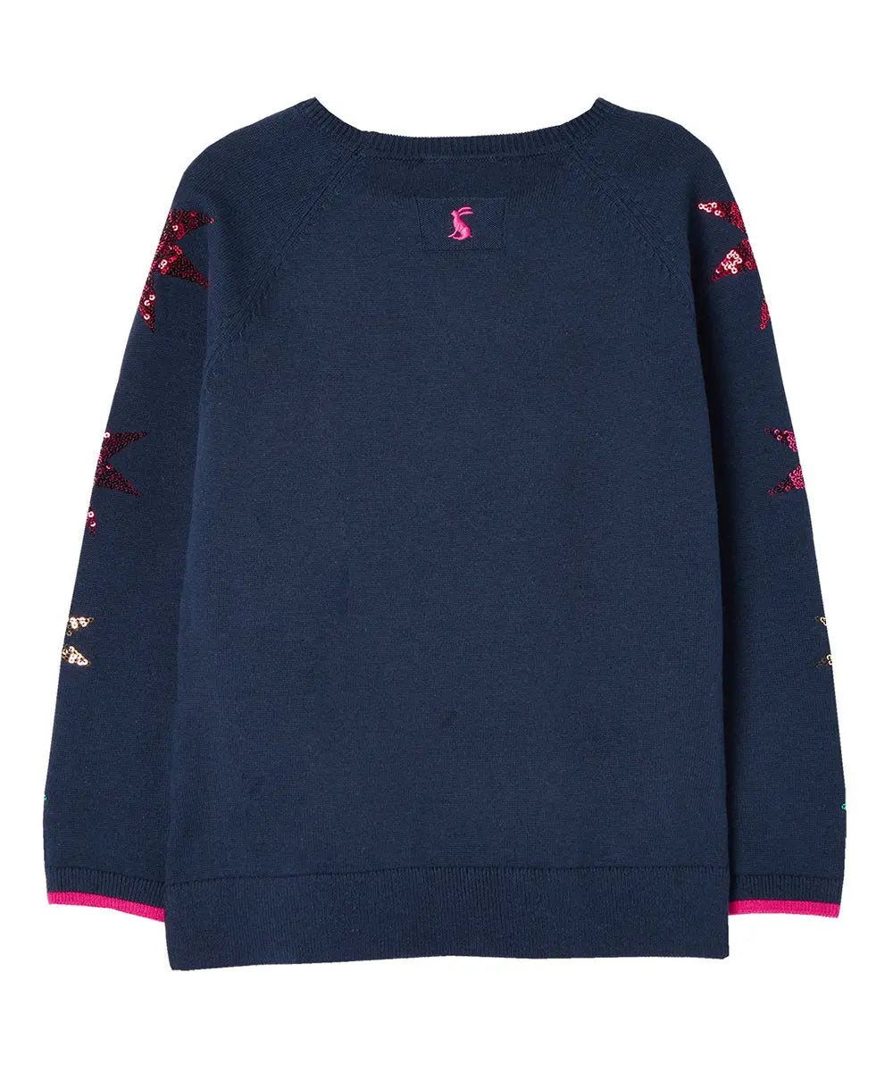 Navy & Goldtone Sequin Star Miranda Sweater - Girls | Joules | Joules | Jenni Kidz