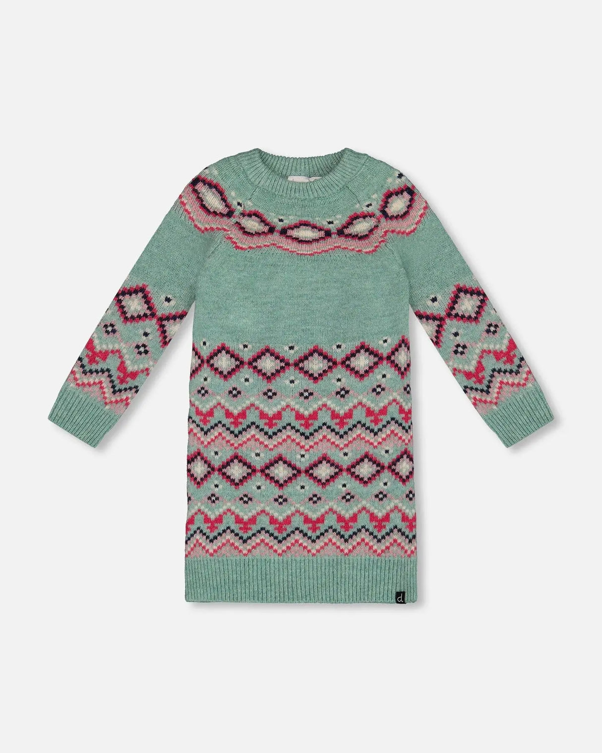 Norwegian Jacquard Knit Dress Mint | Deux par Deux | Jenni Kidz