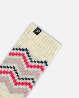 Norwegian Jacquard Leg Warmers Beige Mix | Deux par Deux | Jenni Kidz