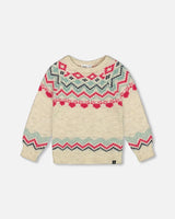 Norwegian Jacquard Sweater Beige Mix | Deux par Deux | Jenni Kidz