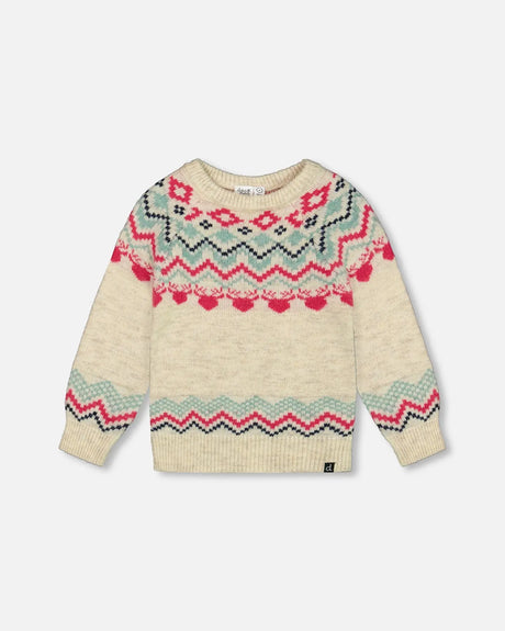 Norwegian Jacquard Sweater Beige Mix | Deux par Deux | Jenni Kidz