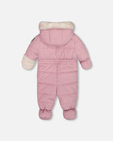 One Piece Baby Bear Face Snowsuit Orchid Designed For Car Seat | Deux par Deux | Jenni Kidz