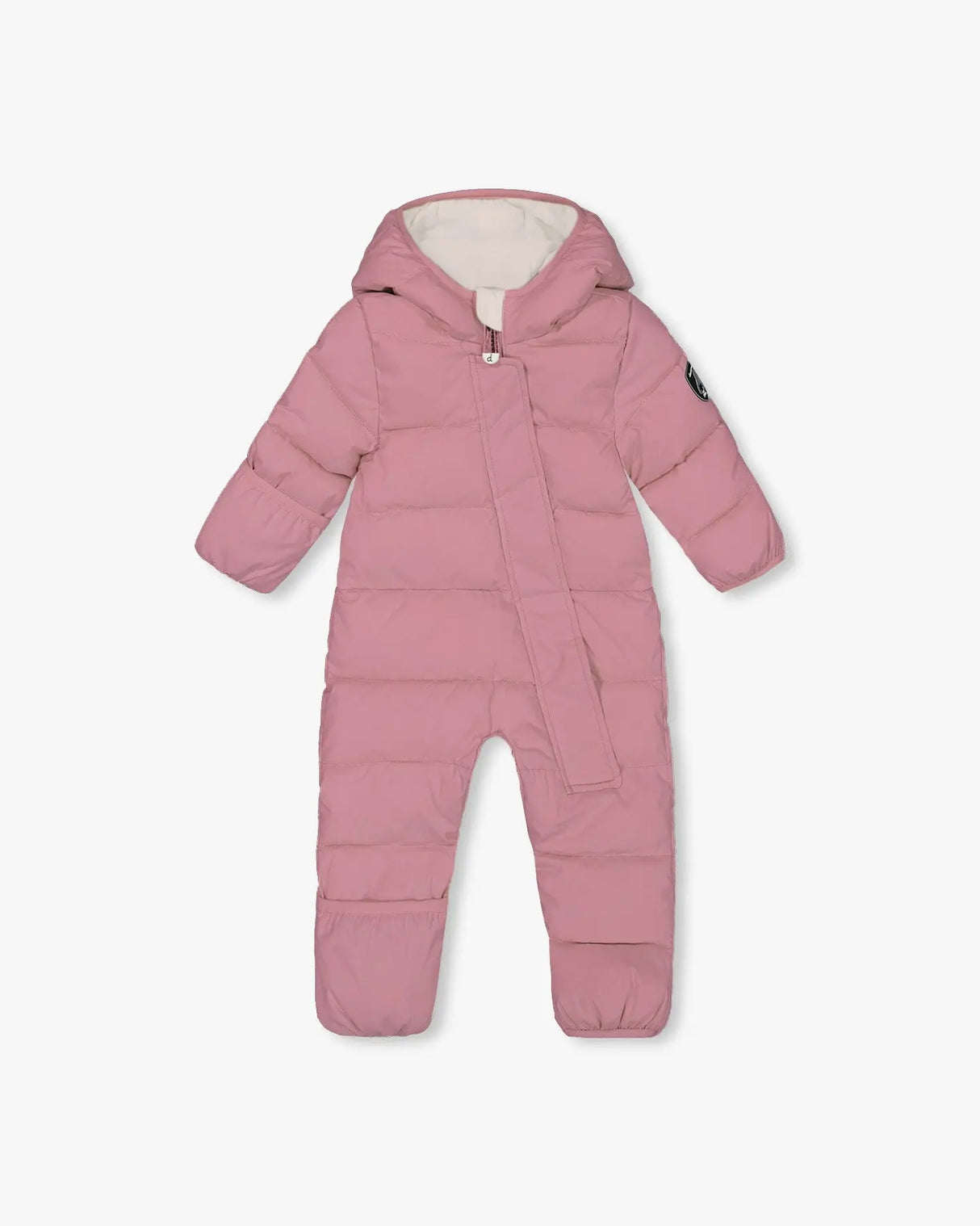 One-Piece Baby Cloud Compressible Snowsuit Designed For Car Seat Dusty Pink | Deux par Deux | Jenni Kidz