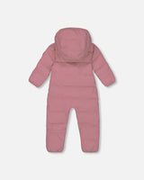One-Piece Baby Cloud Compressible Snowsuit Designed For Car Seat Dusty Pink | Deux par Deux | Jenni Kidz