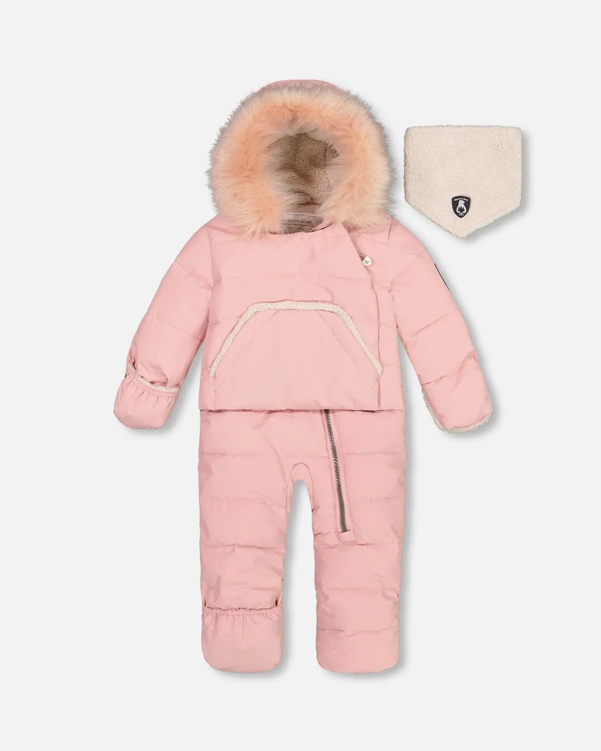 One Piece Baby Hooded Snowsuit Pink Designed For Car Seat | Deux par Deux | Jenni Kidz