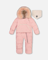 One Piece Baby Hooded Snowsuit Pink Designed For Car Seat | Deux par Deux | Jenni Kidz