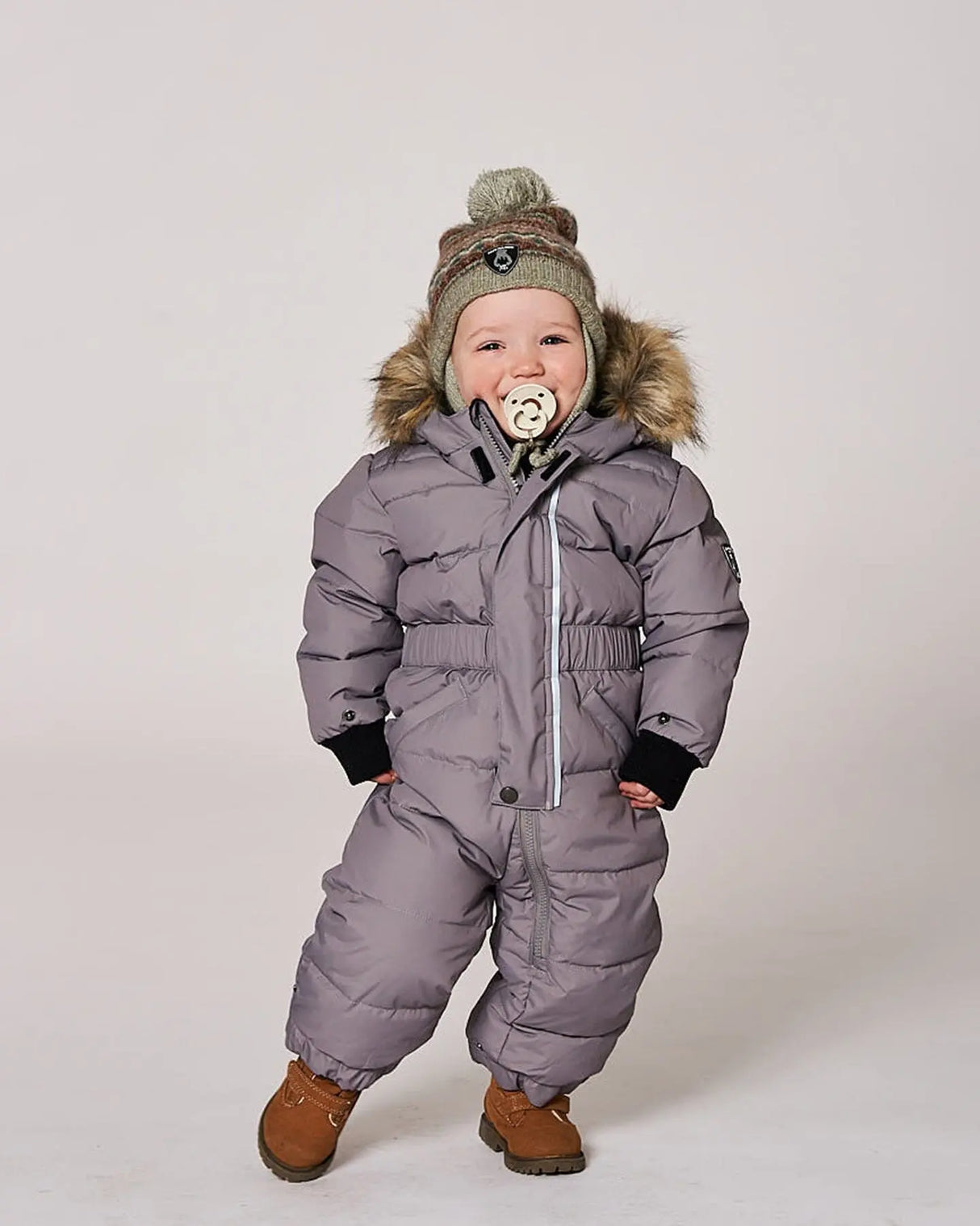 One-Piece Baby Original Puffy Snowsuit Gray | Deux par Deux | Jenni Kidz