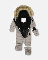 One-Piece Baby Original Puffy Snowsuit Gray | Deux par Deux | Jenni Kidz
