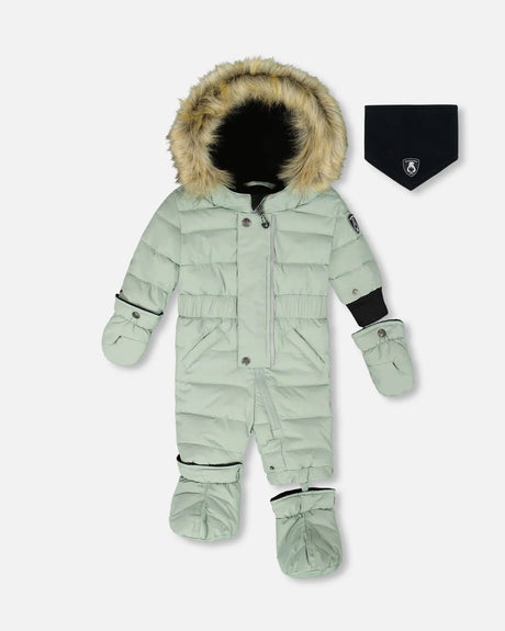 One-Piece Baby Original Puffy Snowsuit Sage Green | Deux par Deux | Jenni Kidz