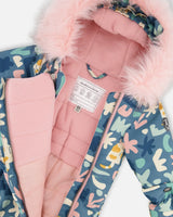 One-Piece Baby Play Snowsuit Designed For Car Seat Green Cat Print | Deux par Deux | Jenni Kidz