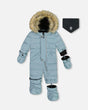 One Piece Baby Snowsuit Ash Blue | Deux par Deux | Jenni Kidz