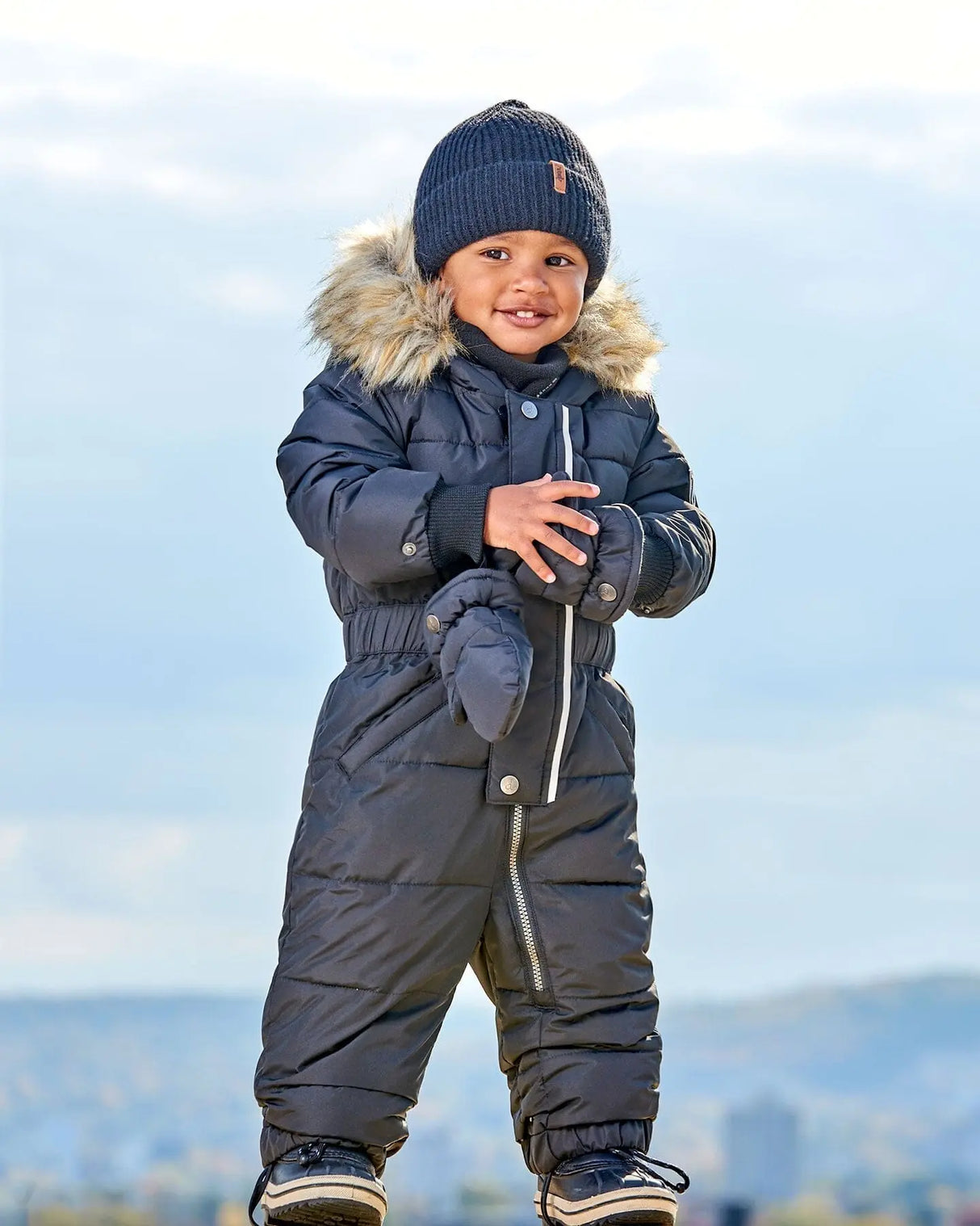 One Piece Baby Snowsuit Black | Deux par Deux | Jenni Kidz