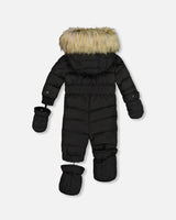 One Piece Baby Snowsuit Black | Deux par Deux | Jenni Kidz