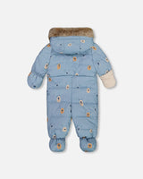 One Piece Baby Snowsuit Blue Bears Designed For Car Seat | Deux par Deux | Jenni Kidz