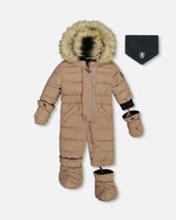 One Piece Baby Snowsuit Coffee | Deux par Deux | Jenni Kidz