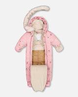 One Piece Baby Snowsuit Pink Bears Designed For Car Seat | Deux par Deux | Jenni Kidz