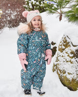 One Piece Baby Snowsuit Sage Printed Woodland Animals Designed For Car Seat | Deux par Deux | Jenni Kidz