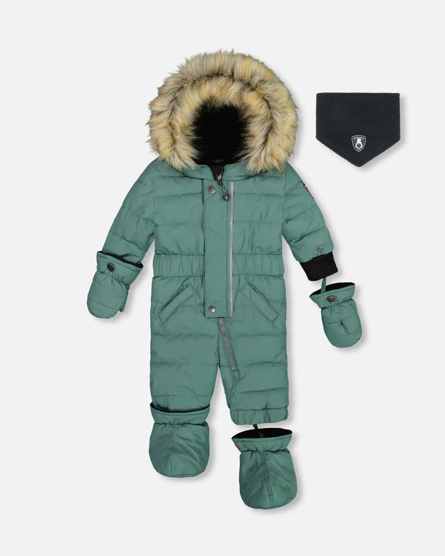 One Piece Baby Snowsuit Silver Pine | Deux par Deux | Jenni Kidz