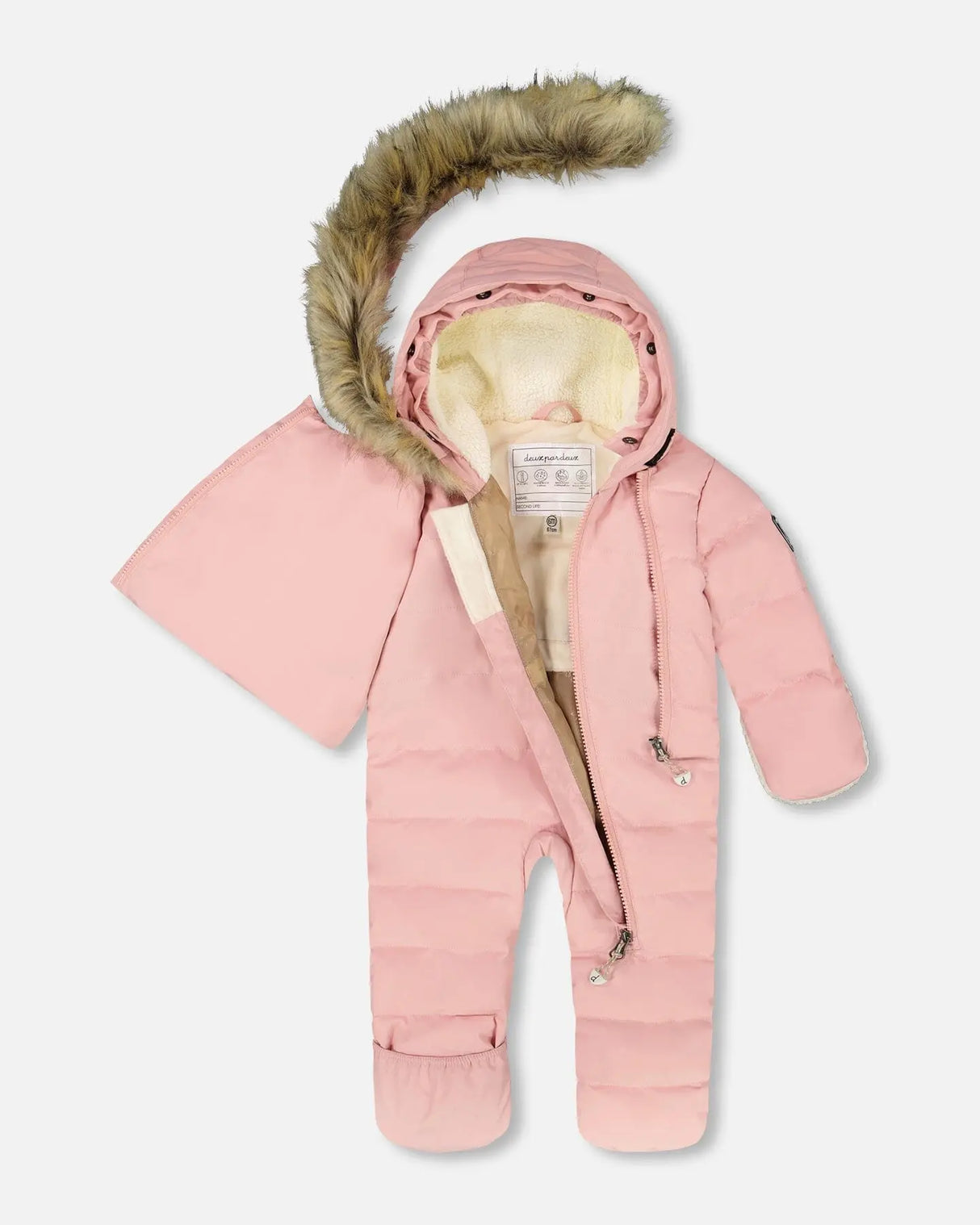One-Piece Baby Snug Snowsuit Designed For Car Seat Pink | Deux par Deux | Jenni Kidz