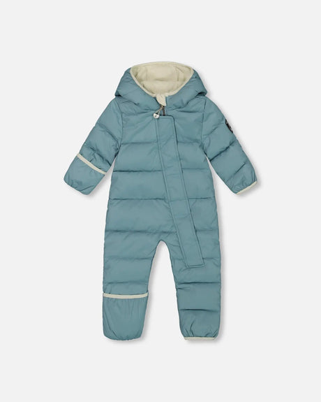 One-Piece Compressible Snowsuit Ash Blue For Baby Designed For Car Seat | Deux par Deux | Jenni Kidz