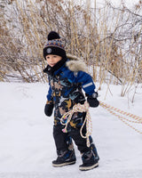 One-Piece Play Snowsuit Black Dinosaur Print | Deux par Deux | Jenni Kidz