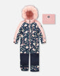 One-Piece Play Snowsuit Navy Flower Print | Deux par Deux | Jenni Kidz