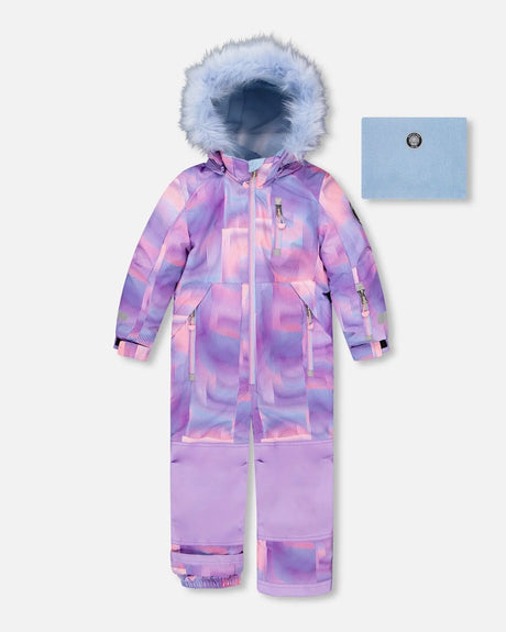 One-Piece Play Snowsuit Purple Geo | Deux par Deux | Jenni Kidz