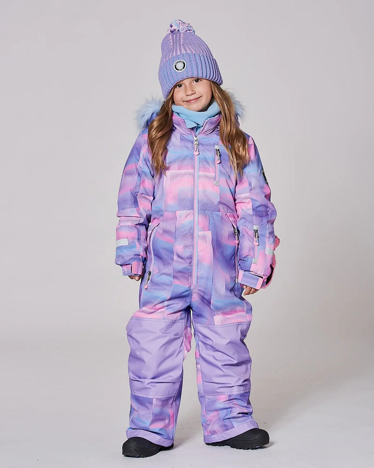 One-Piece Play Snowsuit Purple Geo | Deux par Deux | Jenni Kidz