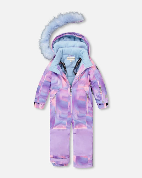 One-Piece Play Snowsuit Purple Geo | Deux par Deux | Jenni Kidz