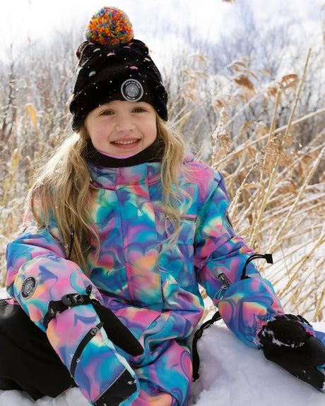 One-Piece Play Snowsuit Rainbow Heart Print | Deux par Deux | Jenni Kidz