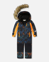 One-Piece Play Snowsuit Robot Dinosaur Print | Deux par Deux | Jenni Kidz