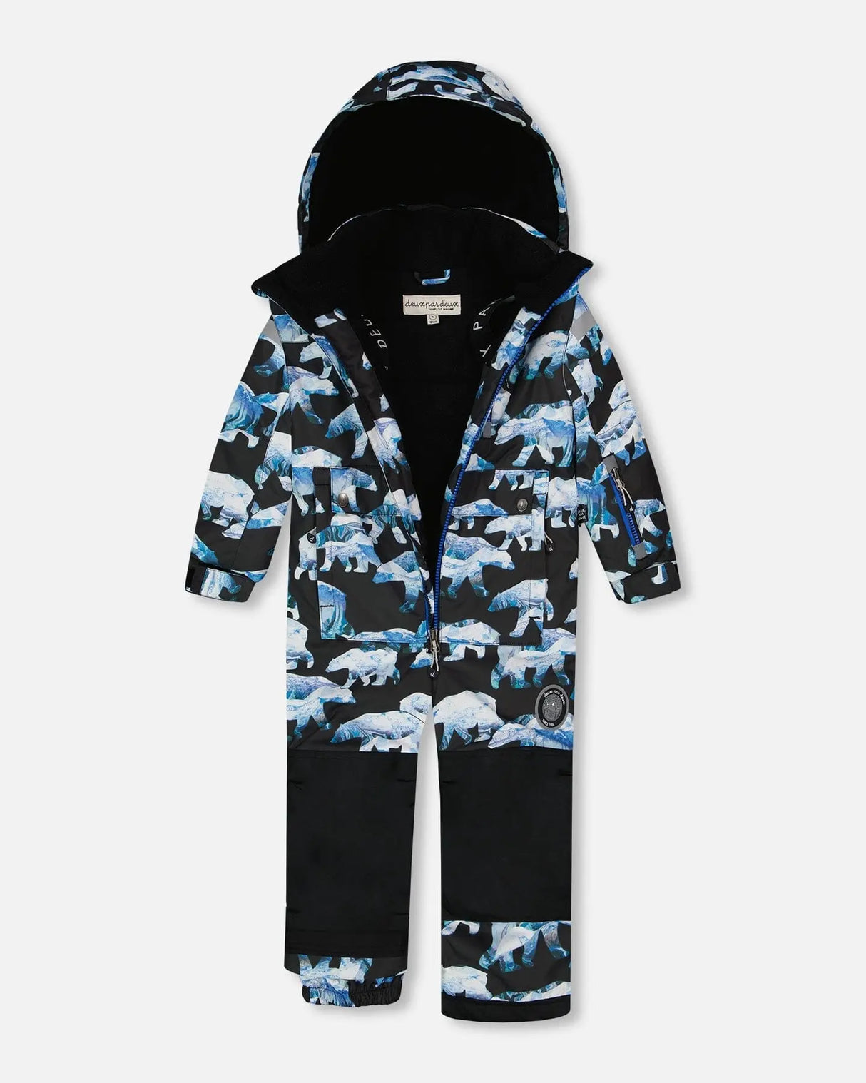 One Piece Snowsuit Black Printed Polar Bears | Deux par Deux | Jenni Kidz