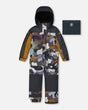 One Piece Snowsuit Dark Gray Printed Camo | Deux par Deux | Jenni Kidz