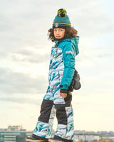 One Piece Snowsuit Forest Green Printed Glaciers | Deux par Deux | Jenni Kidz