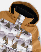 One Piece Snowsuit Grey Landscape Printed Brown Trees | Deux par Deux | Jenni Kidz