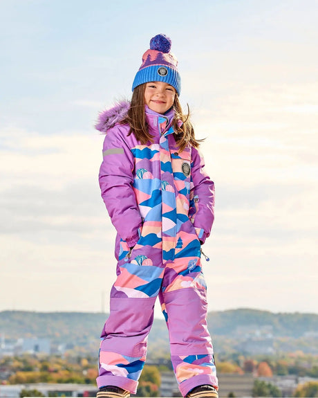 One Piece Snowsuit Mauve Printed Landscape | Deux par Deux | Jenni Kidz