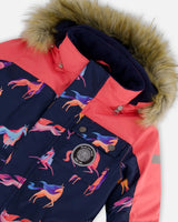 One Piece Snowsuit Navy Printed Unicorn | Deux par Deux | Jenni Kidz