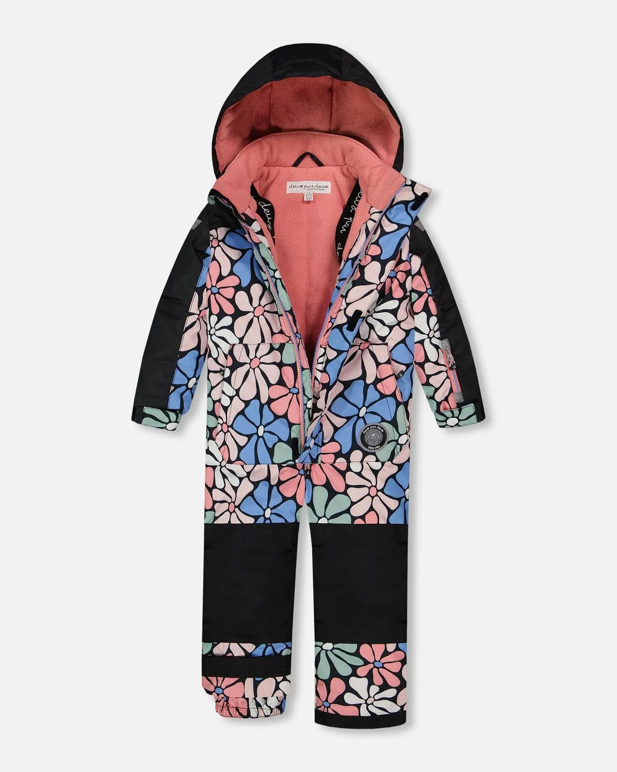 One Piece Snowsuit Printed Retro Flowers Blue | Deux par Deux | Jenni Kidz