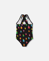 One Piece Swimsuit Black Printed Pineapples | Deux par Deux | Jenni Kidz